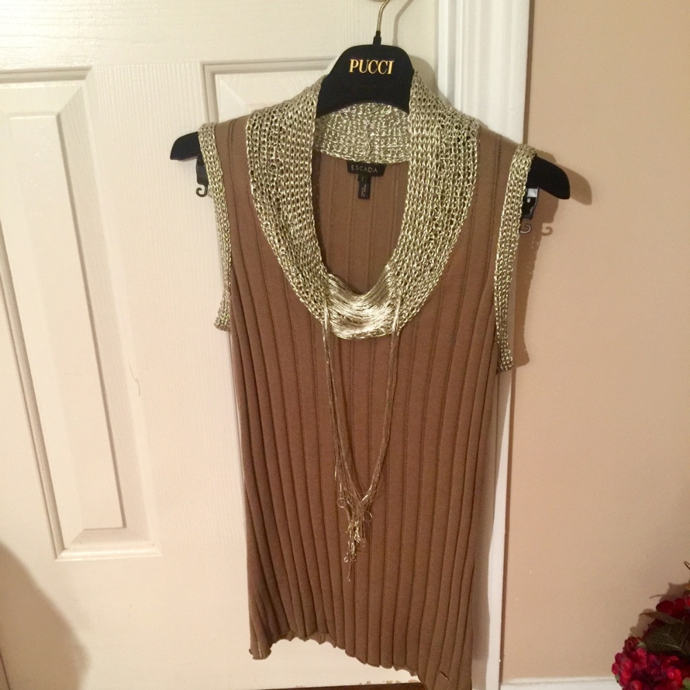 ESCADA  blouse metallic silver threads. - Picture 2 of 4